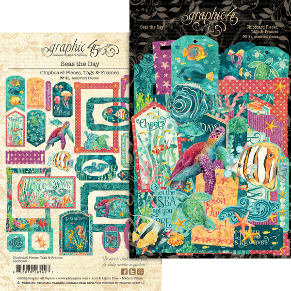 Seas the Day Chipboard Pieces: Tags & Frames