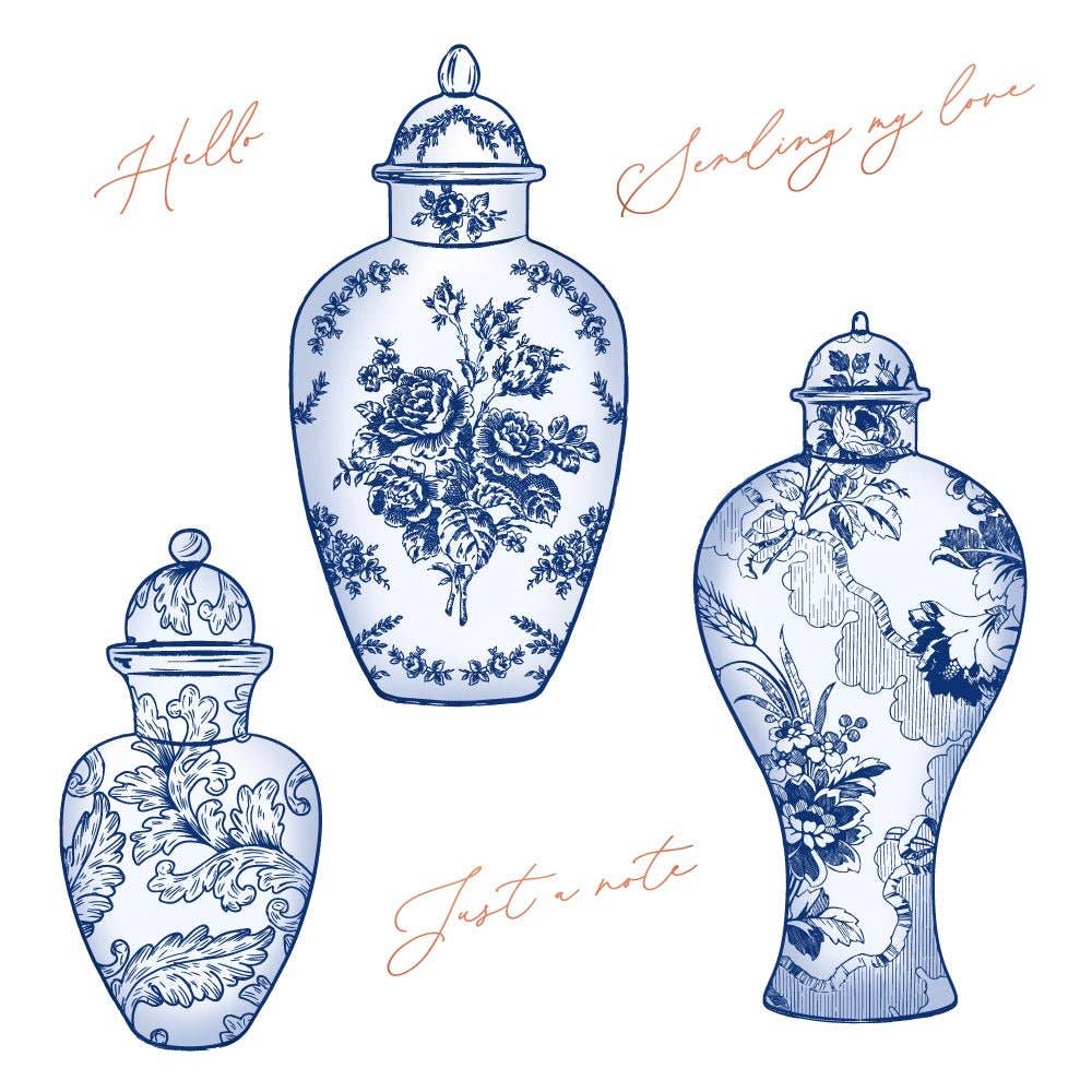 Ornate Ginger Jars 4x5 Rubber Cling Stamp Set
