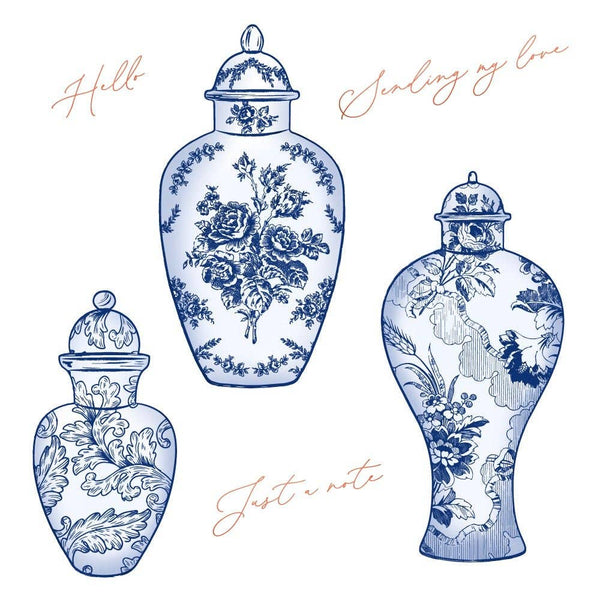 Ornate Ginger Jars 4x5 Rubber Cling Stamp Set