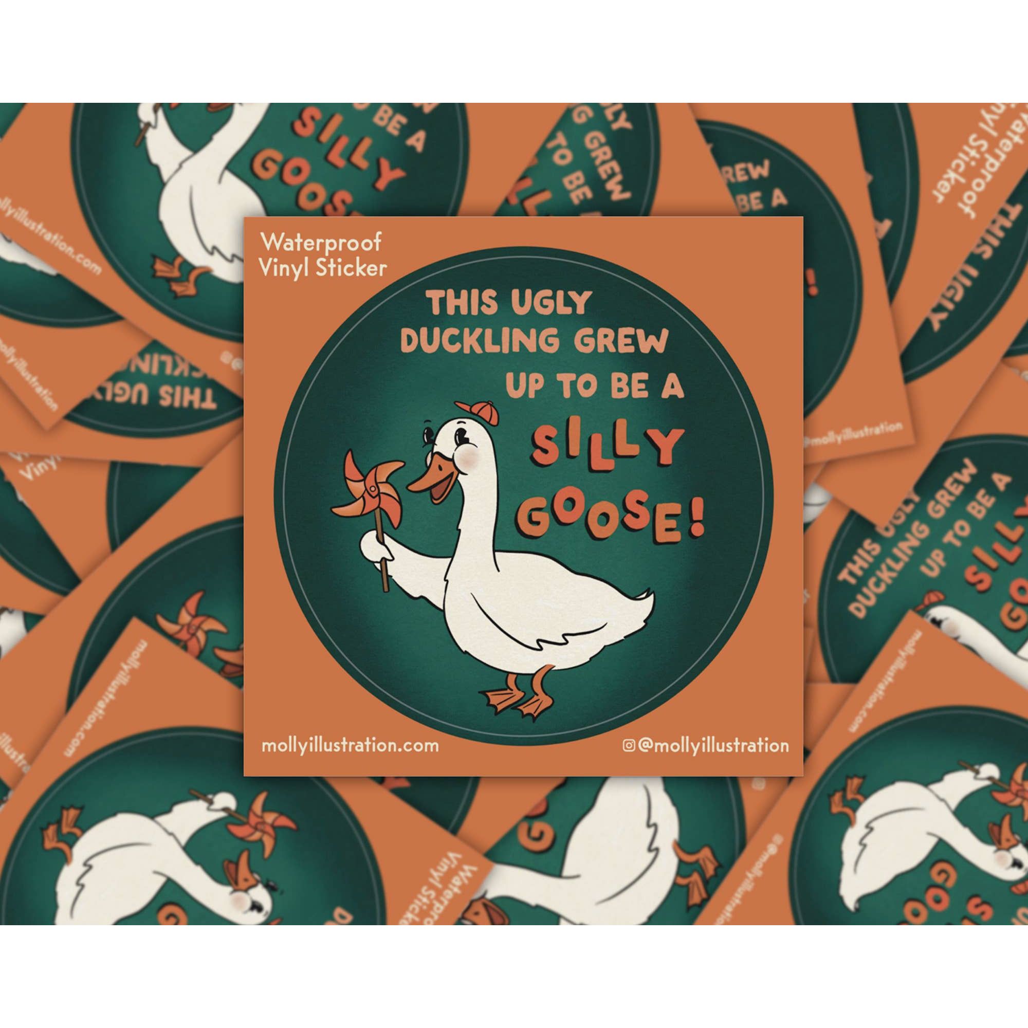 Silly Goose Cartoon Waterproof Vinyl Sticker