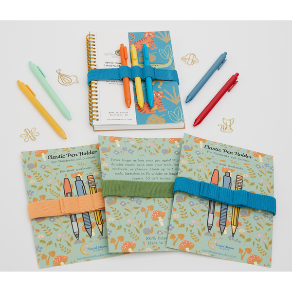 Green Elastic Pen Holder for Notebooks