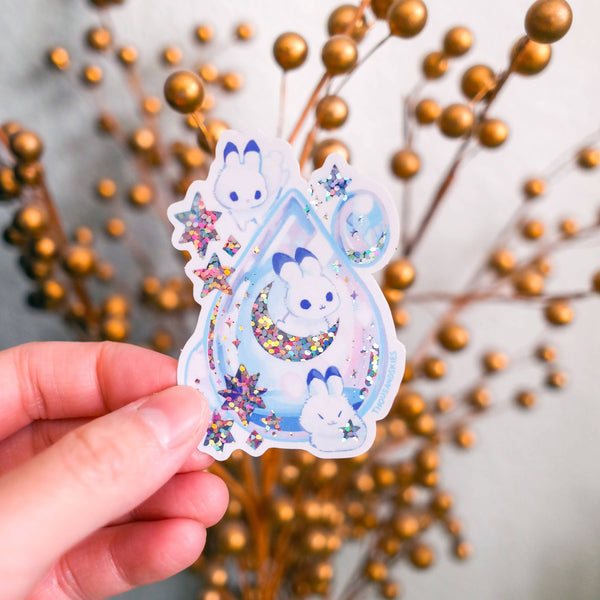 Moonstone and Bunnies Holographic Vinyl Sticker