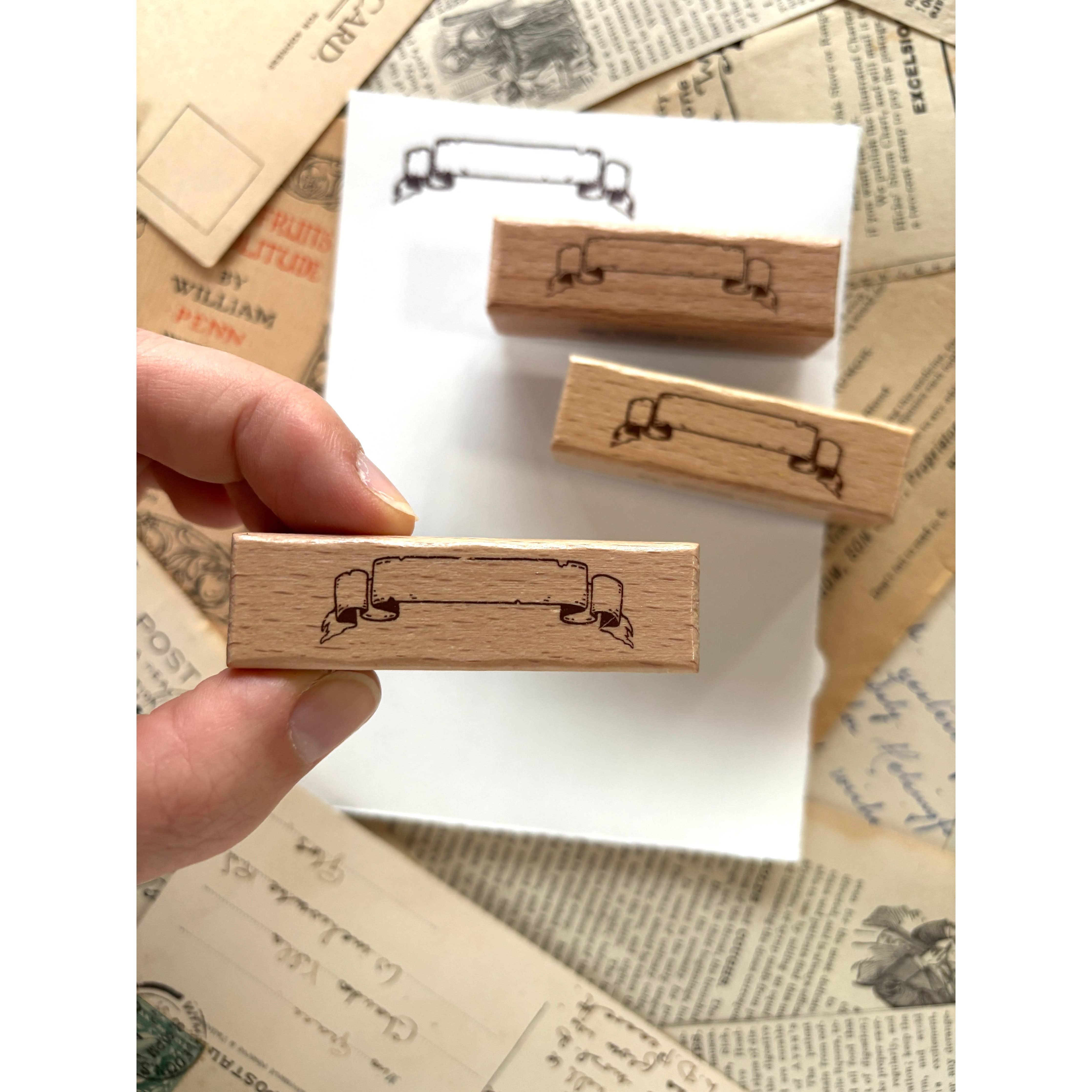Scroll Banner Rubber Stamp