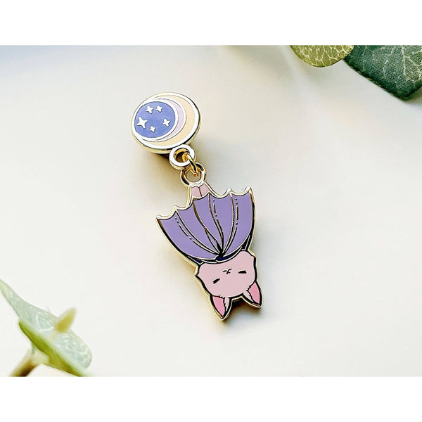 <OOS> Moon Hanging Baby Bat Enamel Pin