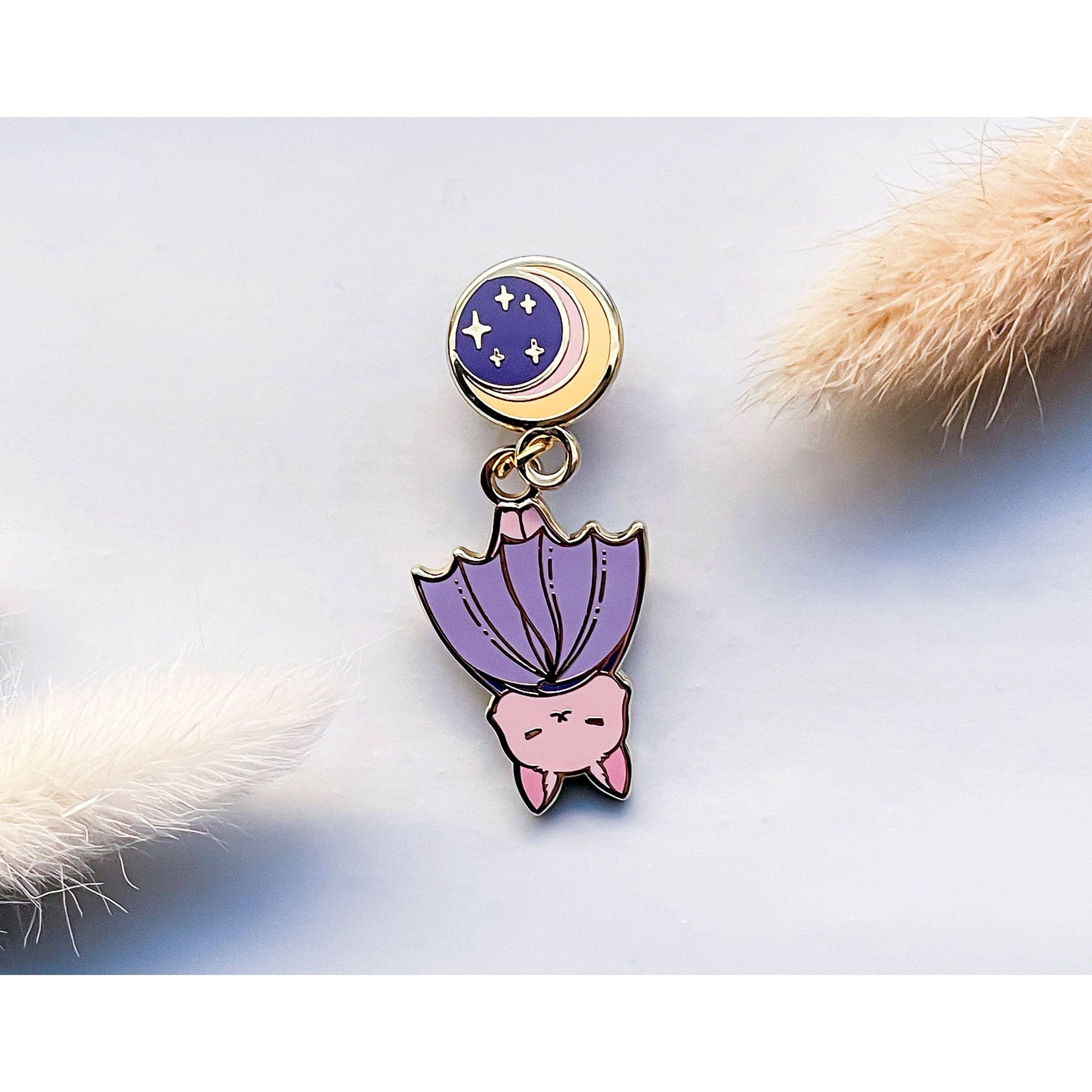 <OOS> Moon Hanging Baby Bat Enamel Pin