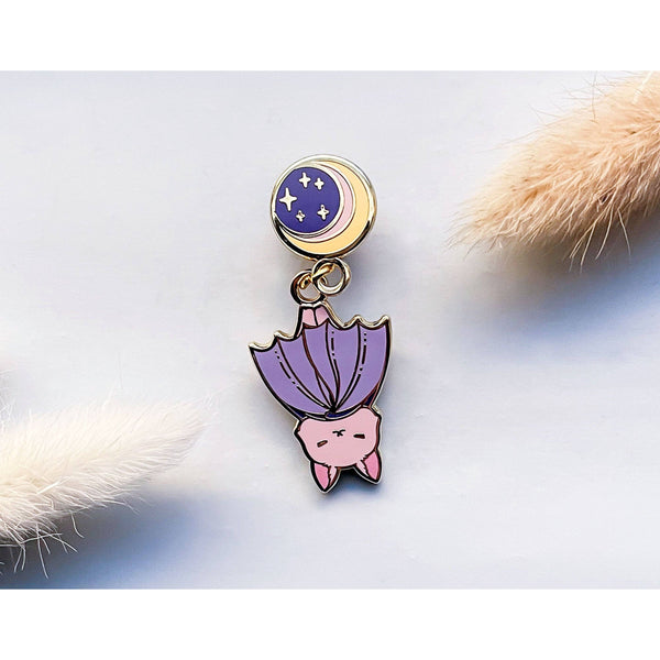 <OOS> Moon Hanging Baby Bat Enamel Pin