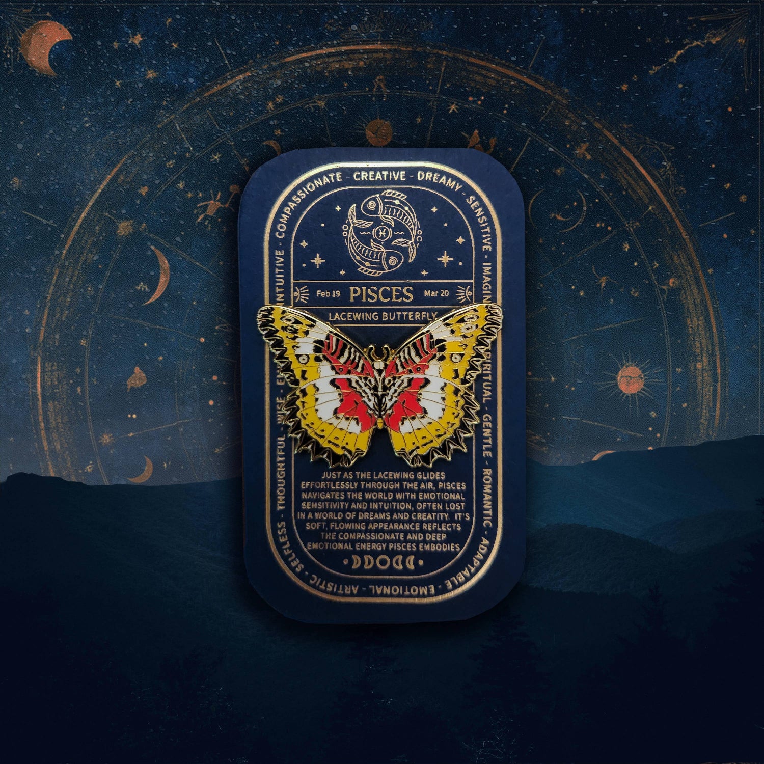 Zodiac Butterfly and Moth Enamel Pin Collection