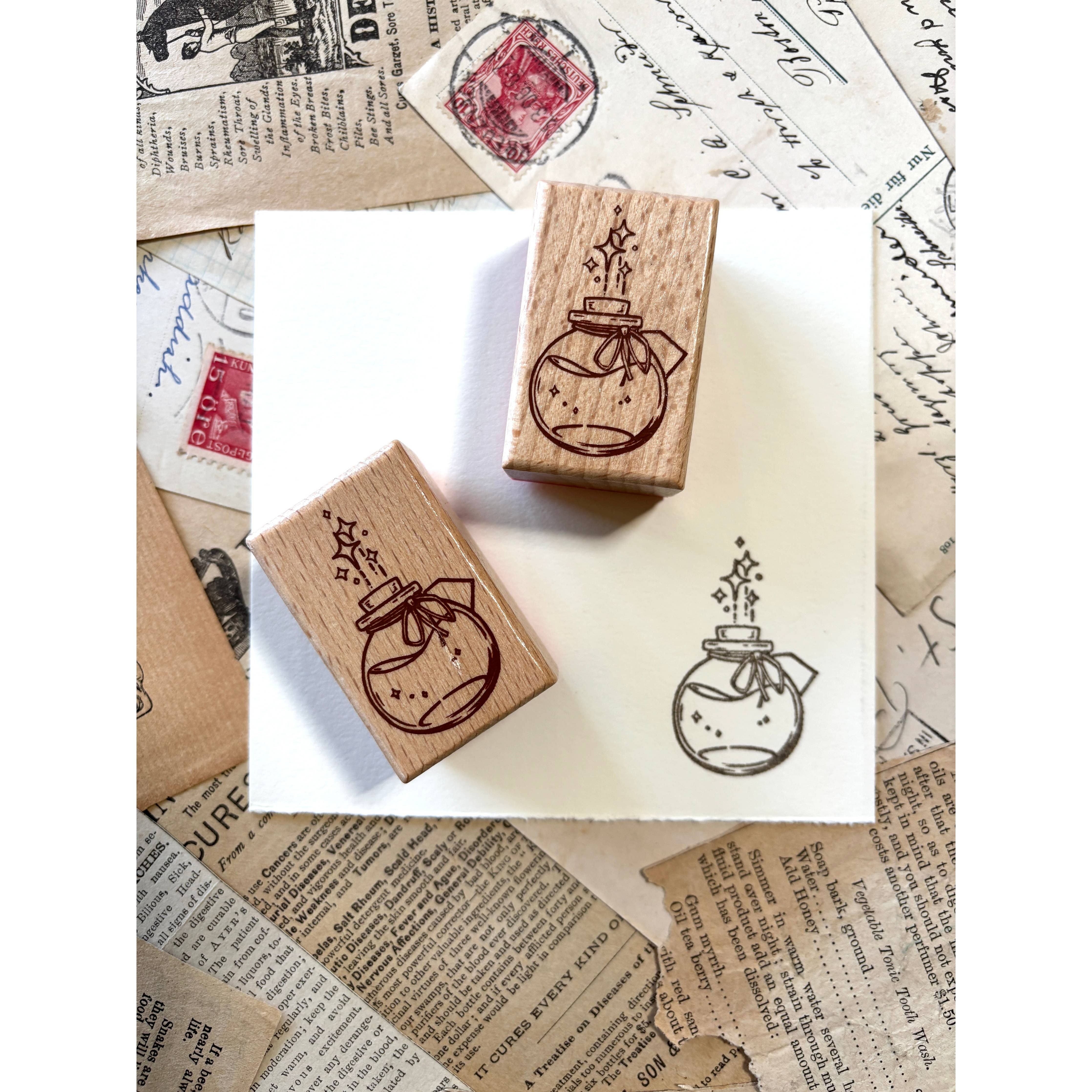Potion Ink Bottle Wood Mounted Rubber Stamp