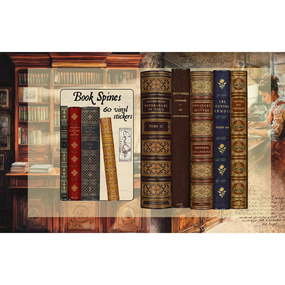 Book Spines Sticker Tin Box