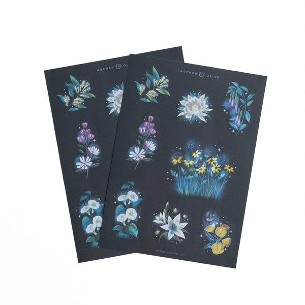 Midnight Floral Stickers