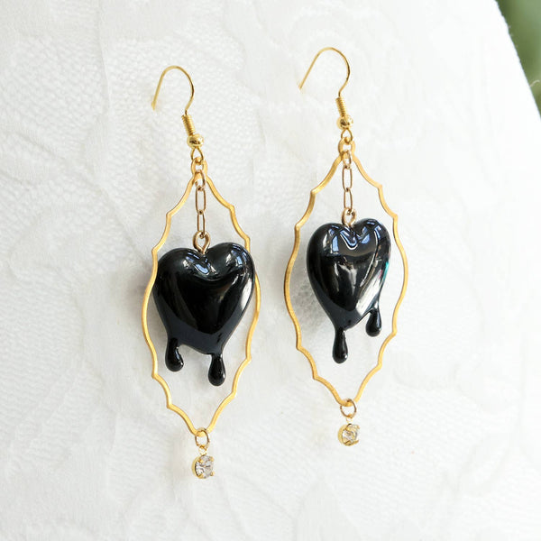 Melting Hearts + Baroque Brass Earrings