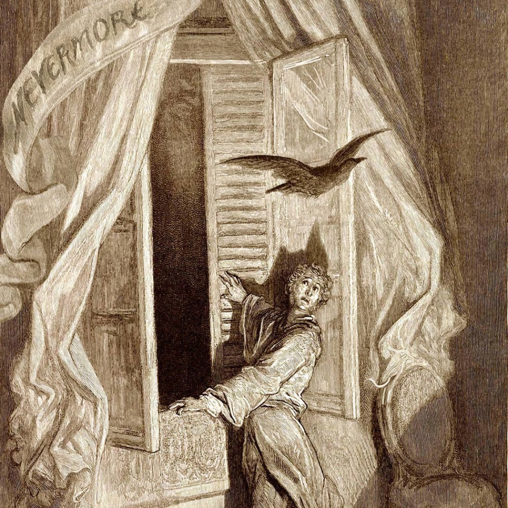 Nevermore Framed Illustration, Edgar Allan Poe's 