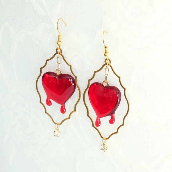 Melting Hearts + Baroque Brass Earrings