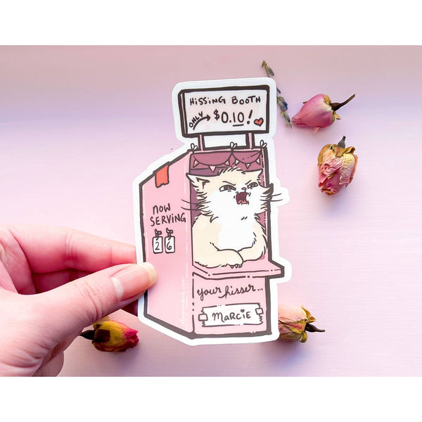 Marcie the Cat's Hissing Booth Clear Vinyl Sticker