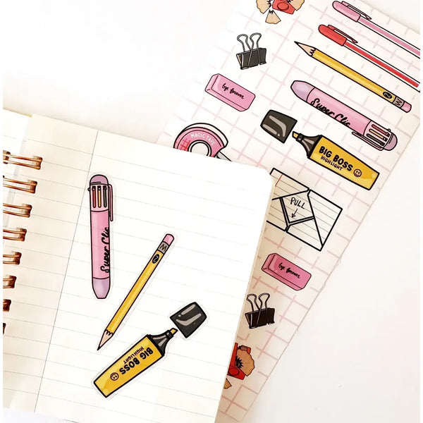 Office Supplies Clear Sticker Sheet