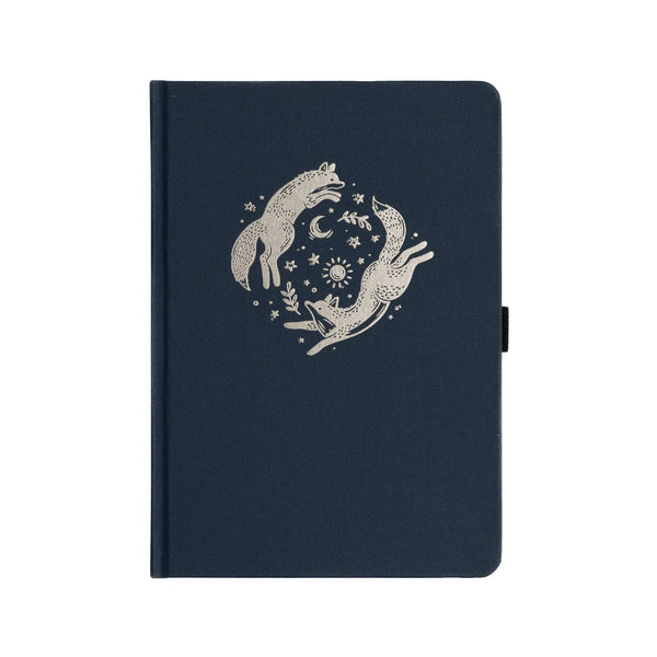 Forest Foxes Dot Grid Notebook w/ Buckram Fabric Cover