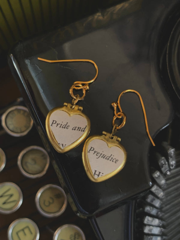 Pride & Prejudice Heart Locket Earrings