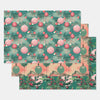 Mid-Century Pink Christmas Wrapping Paper Trio