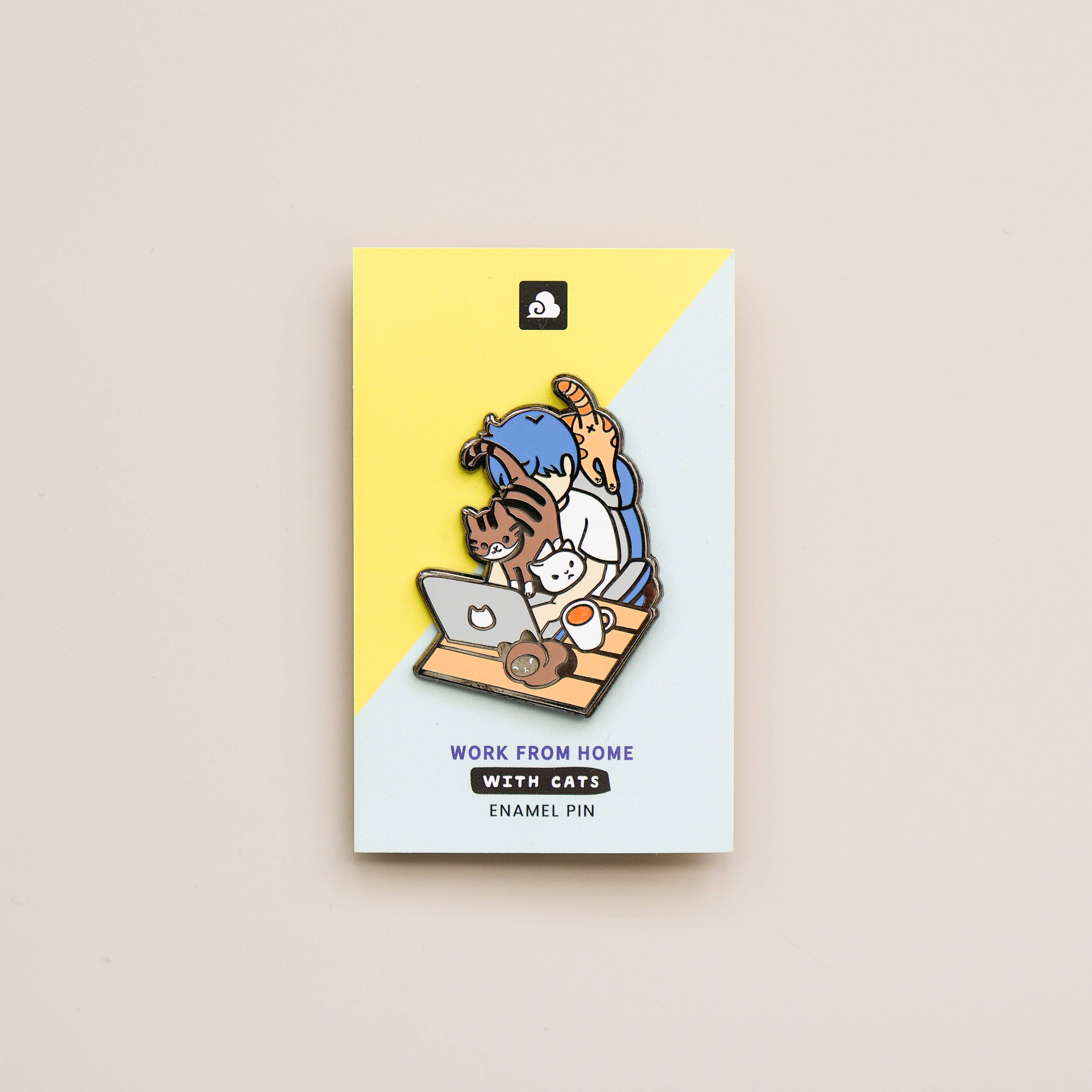 Work From Home with Cats Enamel Pin