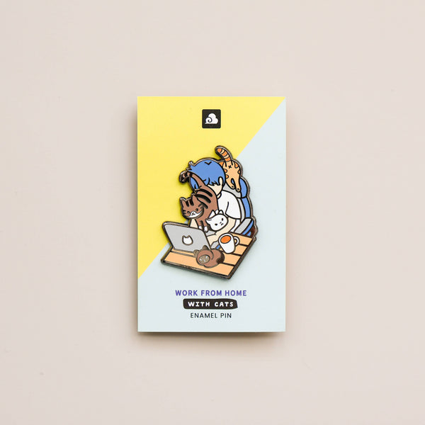 Work From Home with Cats Enamel Pin