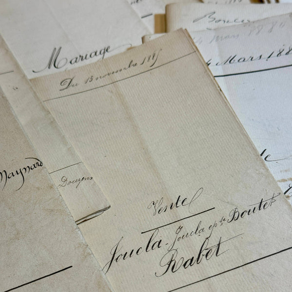 Original Antique French Cream Document Folders