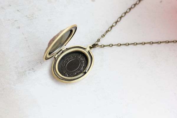Ivory and Black Bee Cameo Locket Necklace