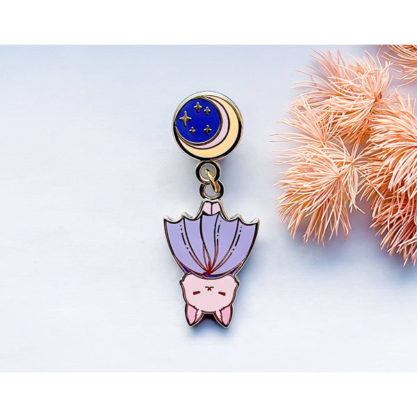 <OOS> Moon Hanging Baby Bat Enamel Pin
