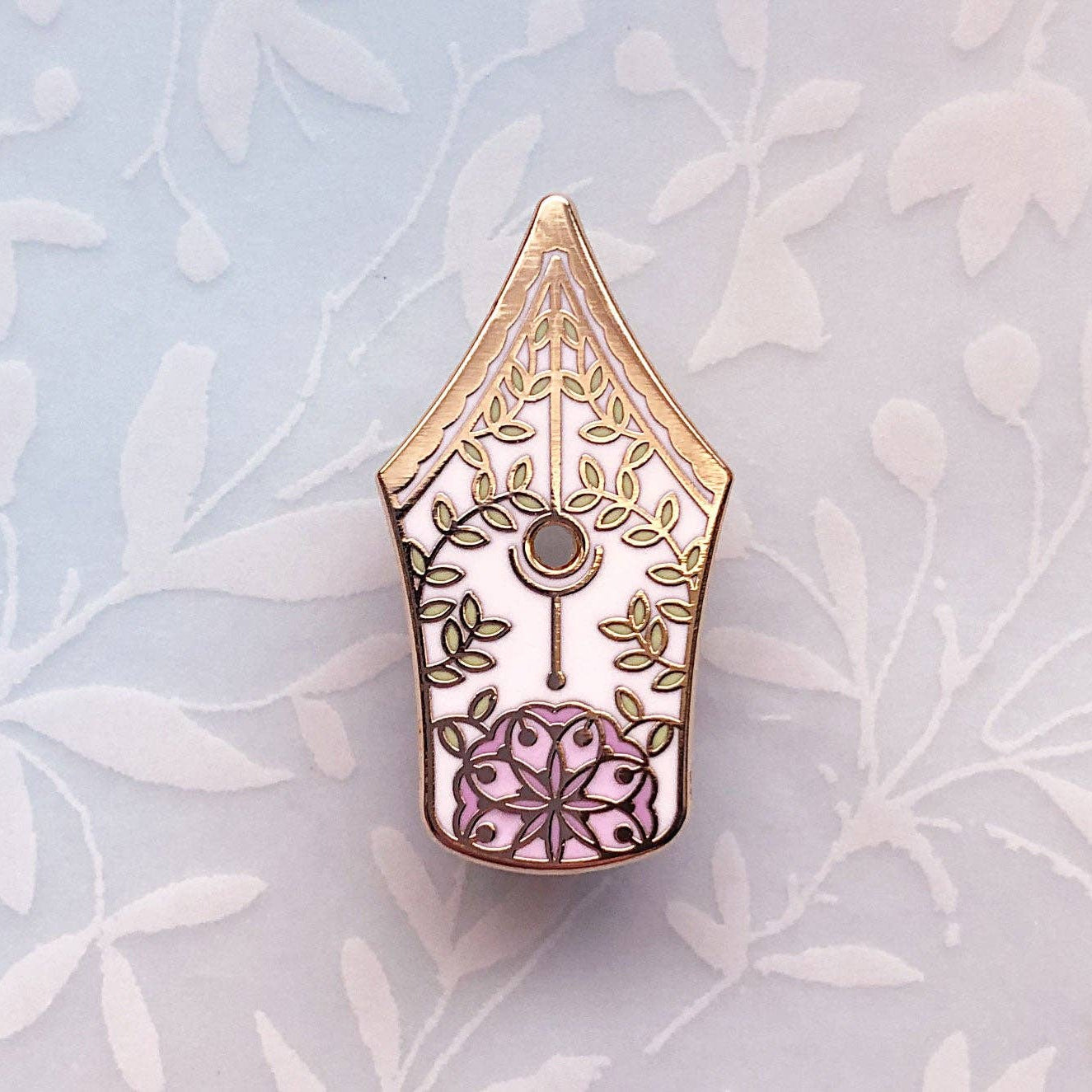 Floral Fountain Pen Enamel Pin