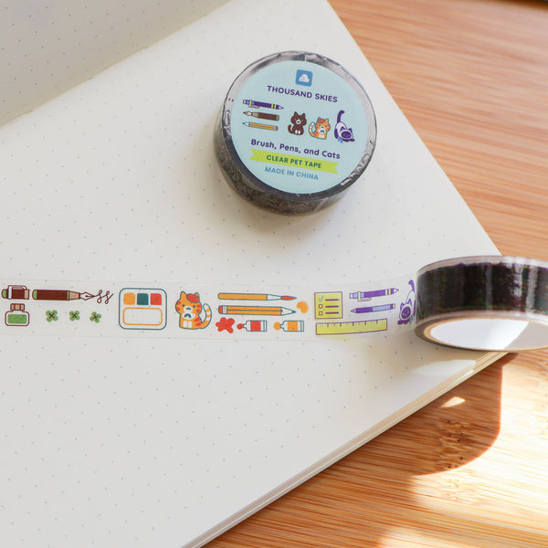 Brush, Pens, and Cats pet Tape