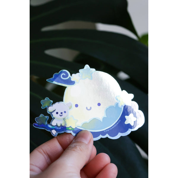 Fluffy and the Moon Holographic Vinyl Sticker