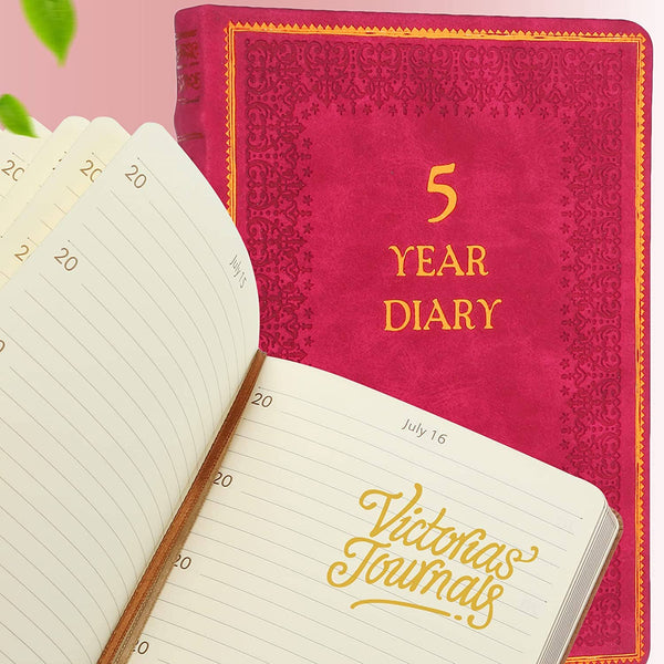 Red 5-Year A6 Vintage Vegan Leather Journal