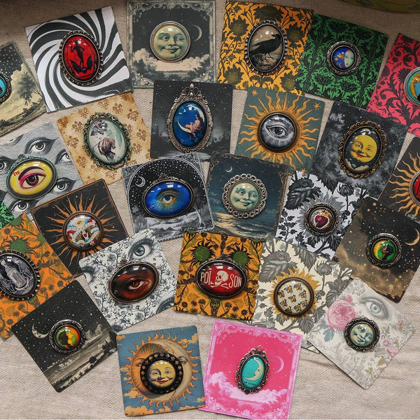 Handcrafted Vintage-Inspired Cabochon Pins/Pendants