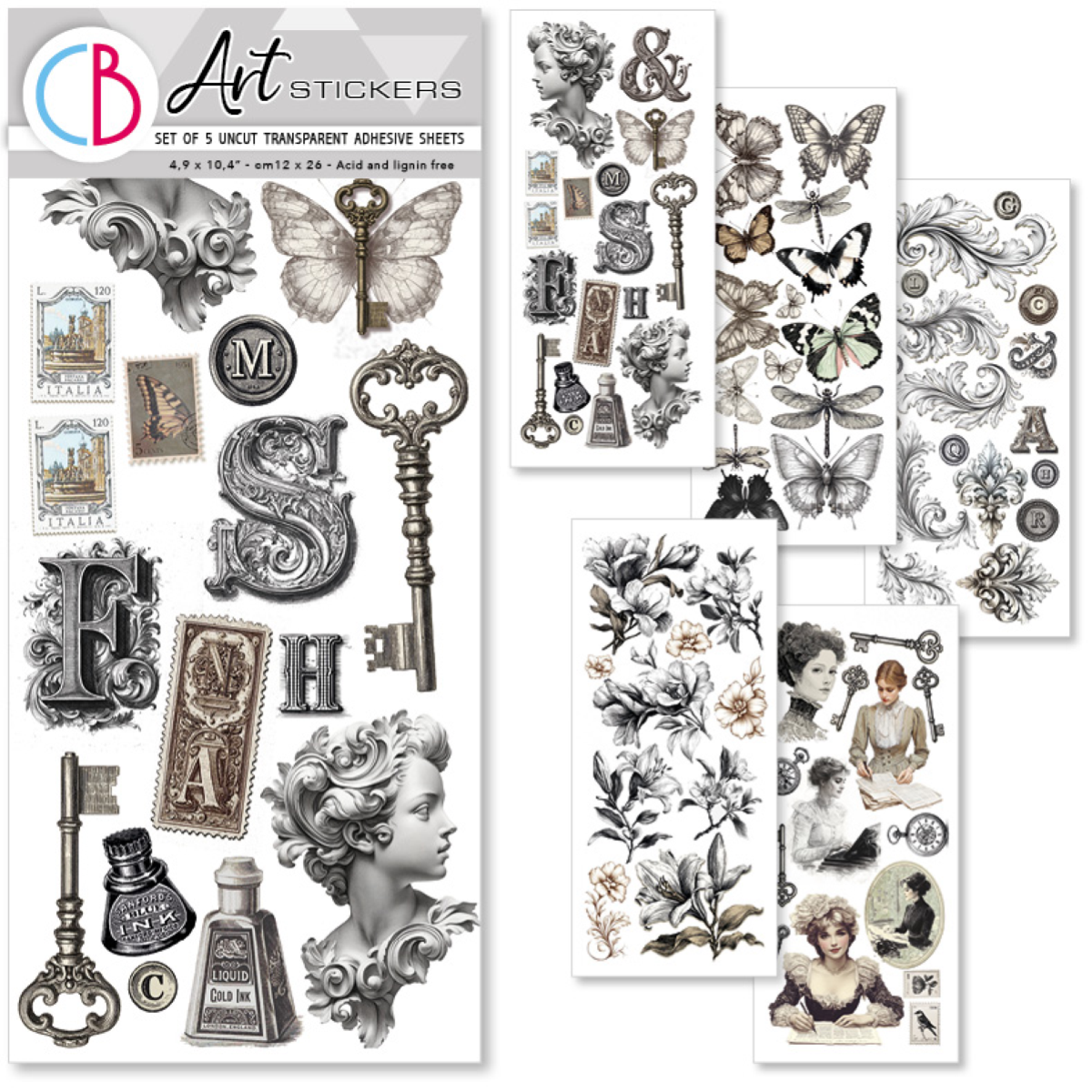 Typographic Transparent Art Stickers