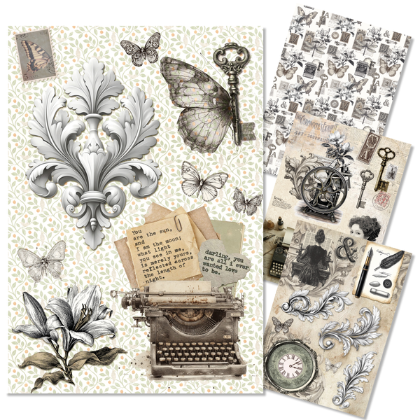 Typographic A4 Mixed 4pk Rice Paper