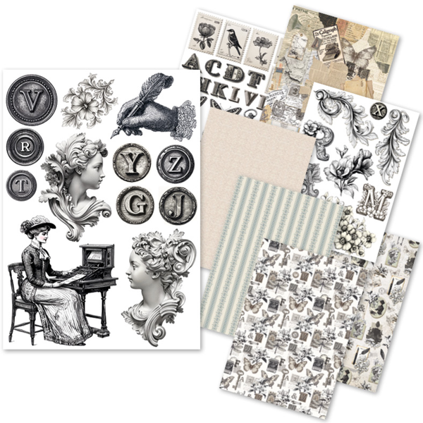 Typographic A5 Mixed 8pk Rice Paper
