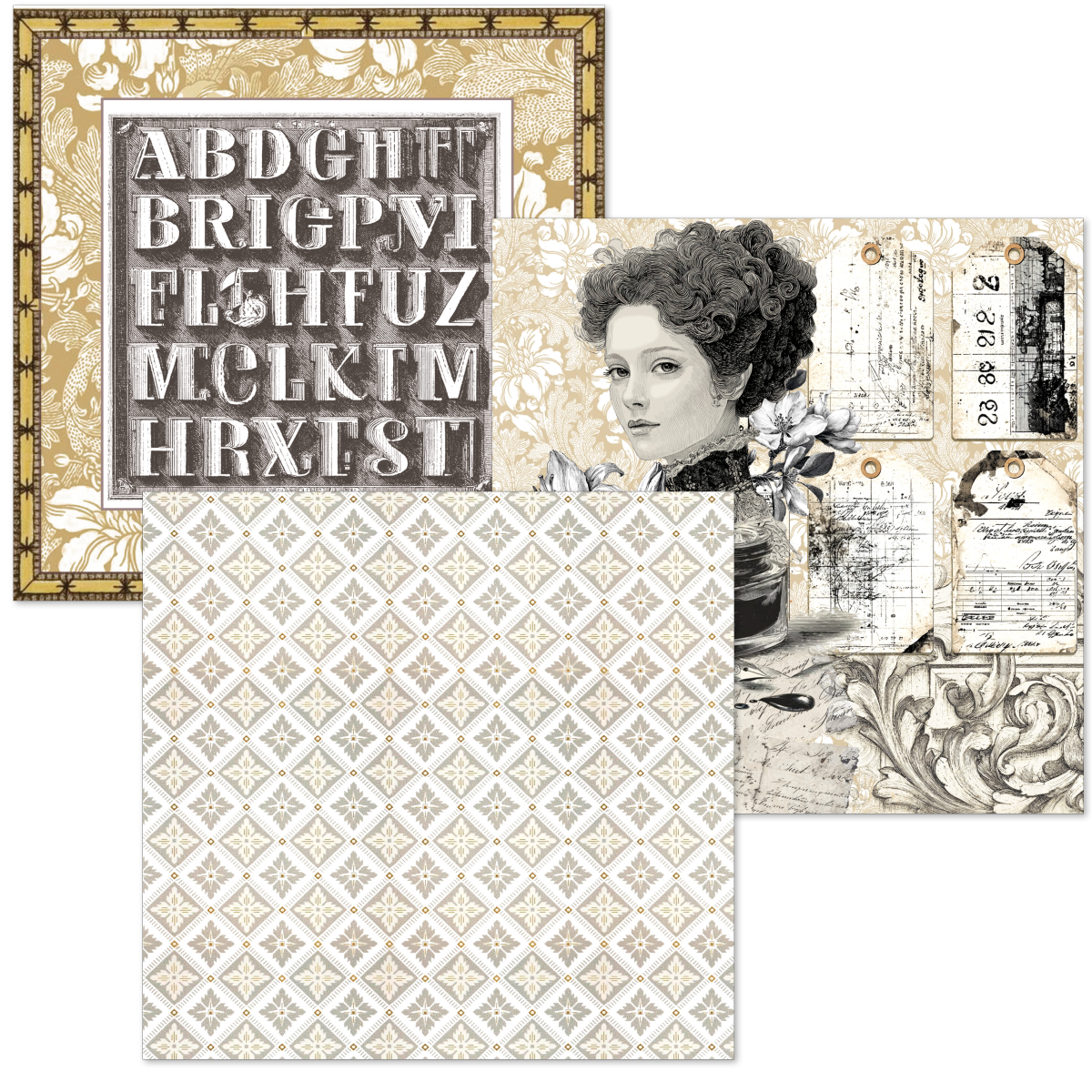 Typographic 6x6 Deluxe Paper Pearl Copper & Vellum Dual Pack
