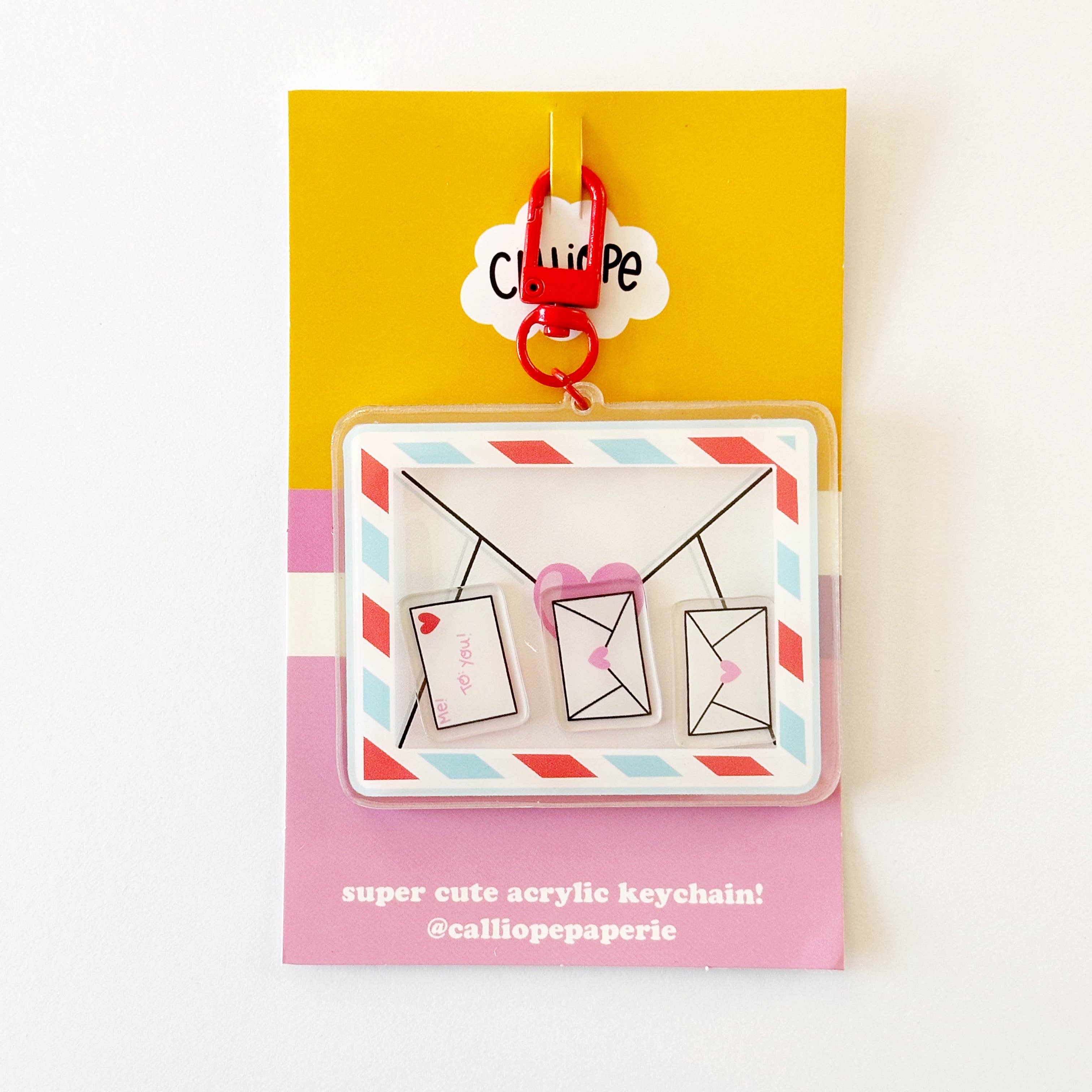 Pen Pal Envelope Confetti Shaker Keychain Bag Charm