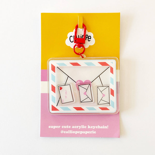 Pen Pal Envelope Confetti Shaker Keychain Bag Charm