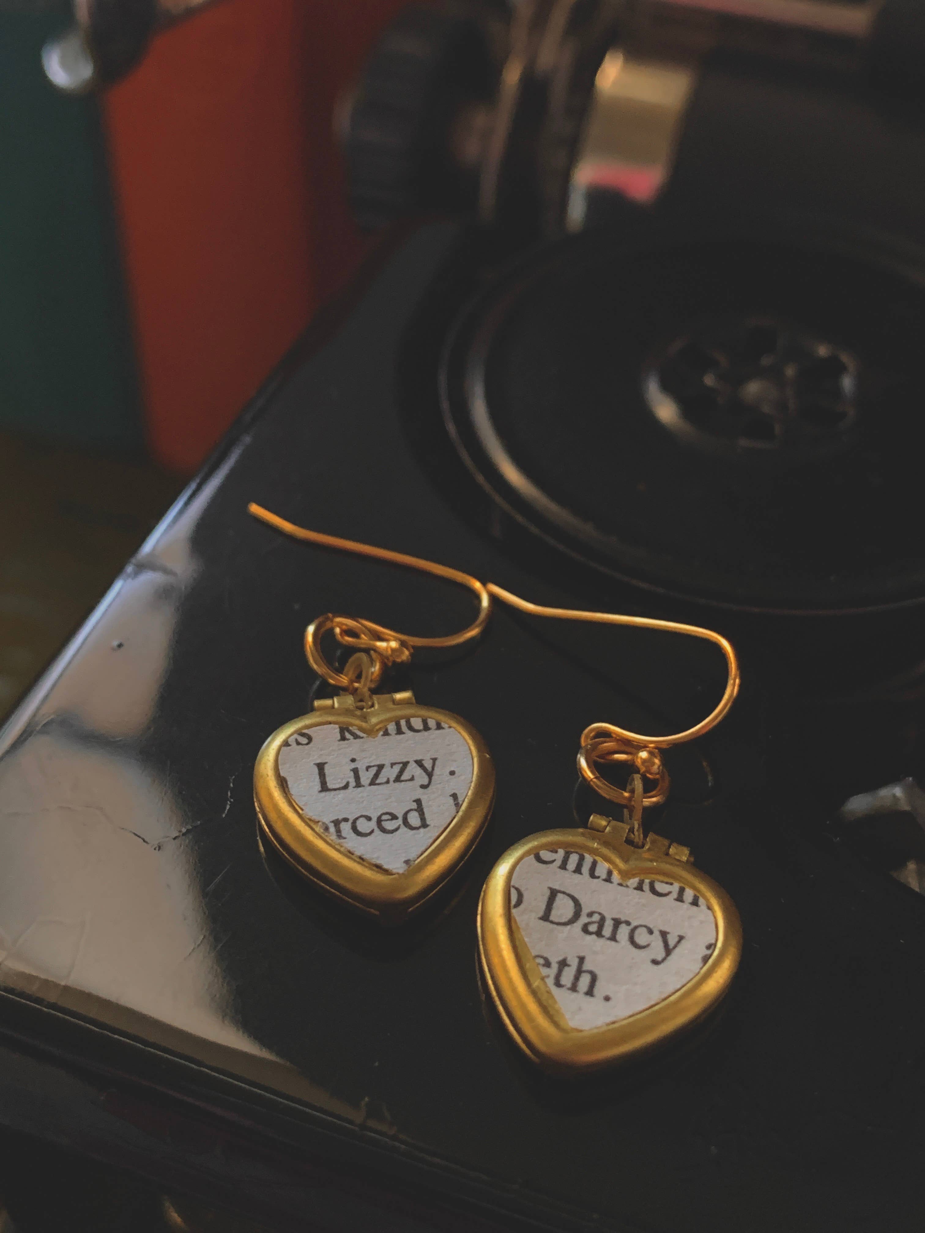 Lizzy & Darcy Heart Locket Earrings