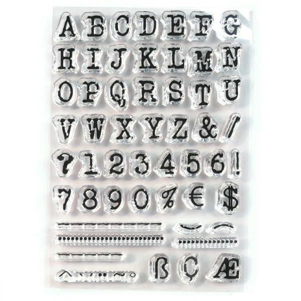 Tampons transparents alphabet machine à écrire
