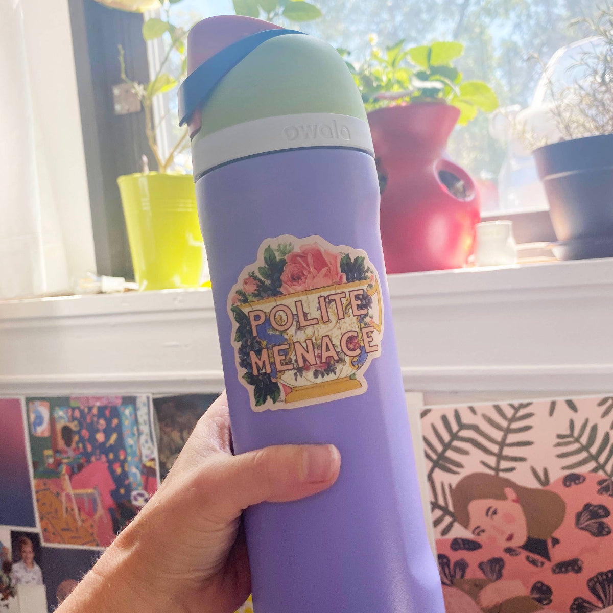 Polite Menace Teacup Vinyl Sticker