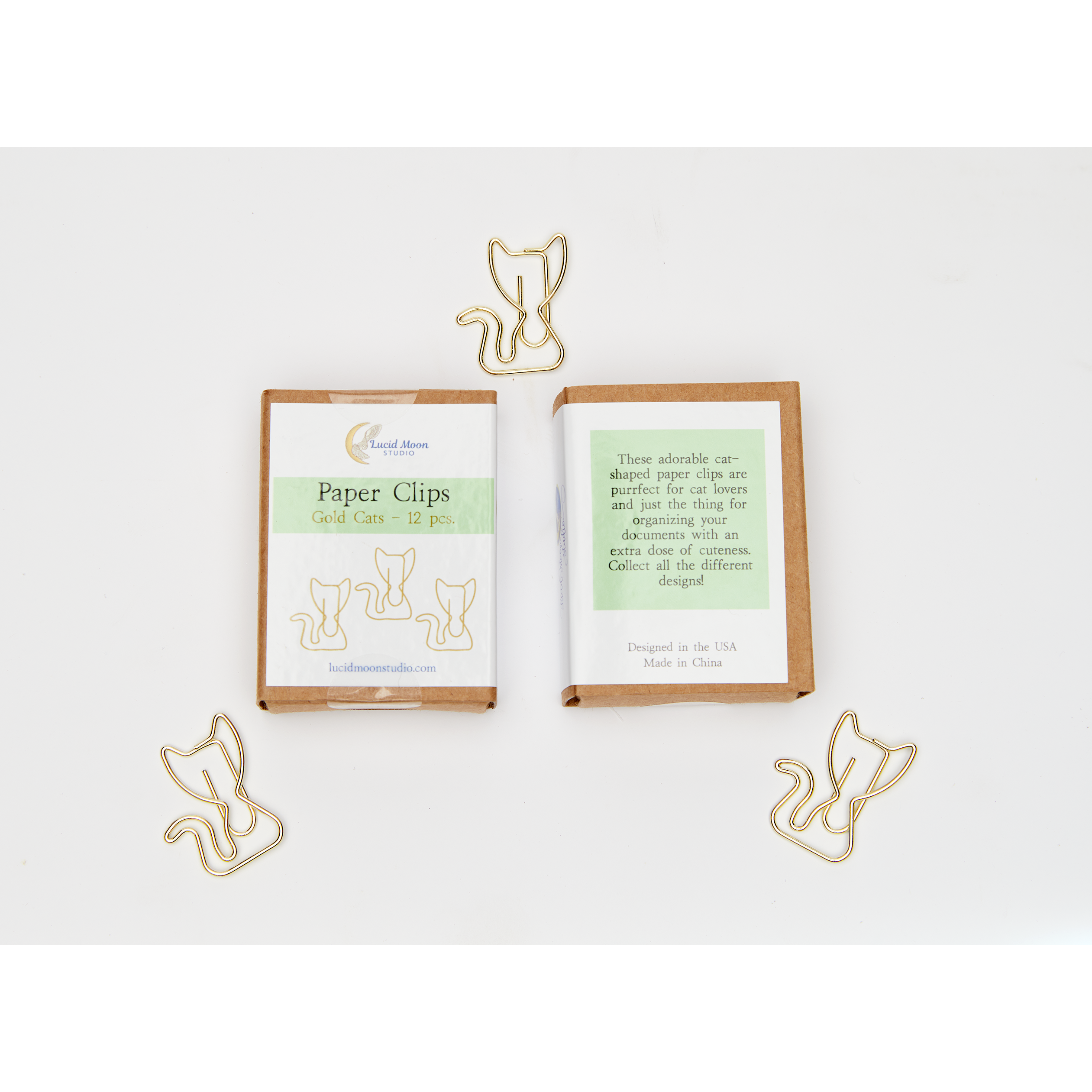 Gold Cat Paper Clips