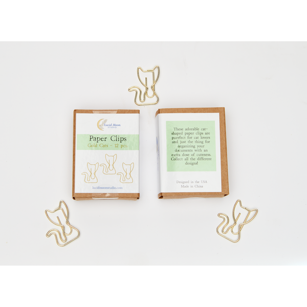 Gold Cat Paper Clips