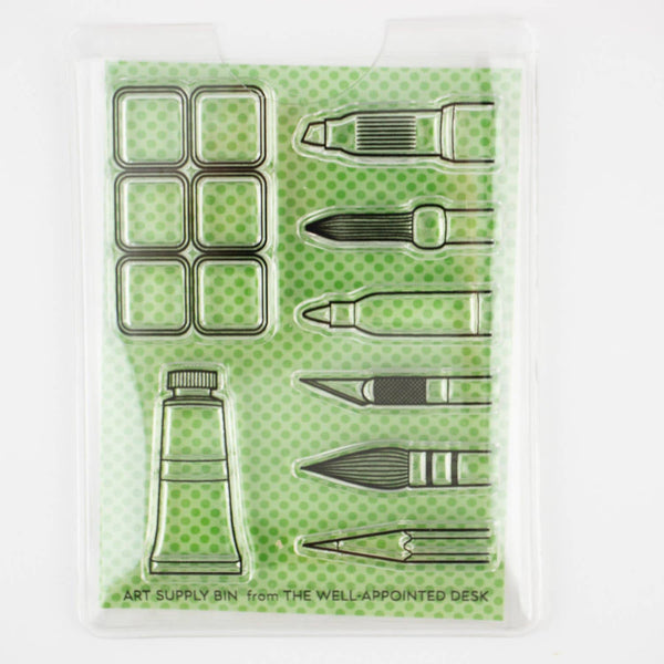 Art Supply Bin 3x4 Swatching Stamp Set for Pens, Brushes, Markers, Paint, etc