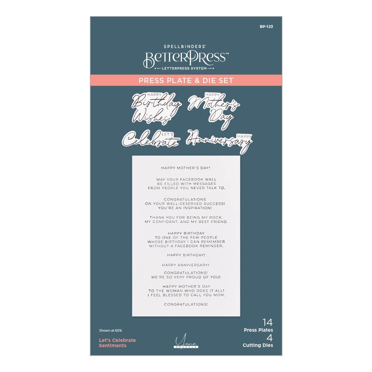 Let's Celebrate Sentiments Press Plate + Die Set | Yana Smakula