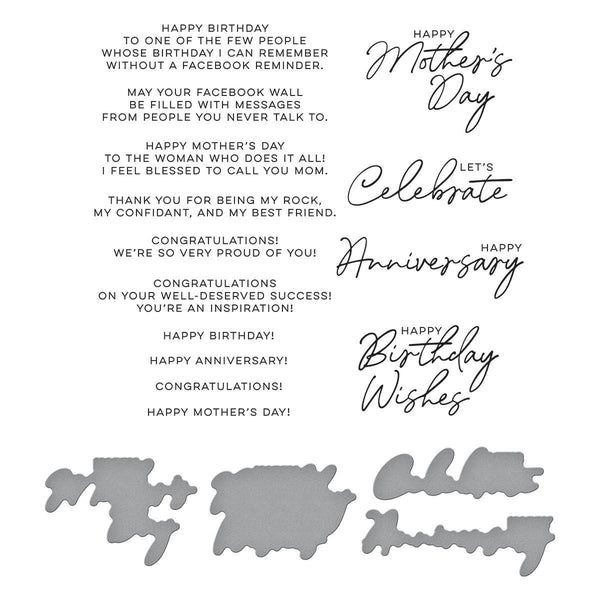 Let's Celebrate Sentiments Press Plate + Die Set | Yana Smakula