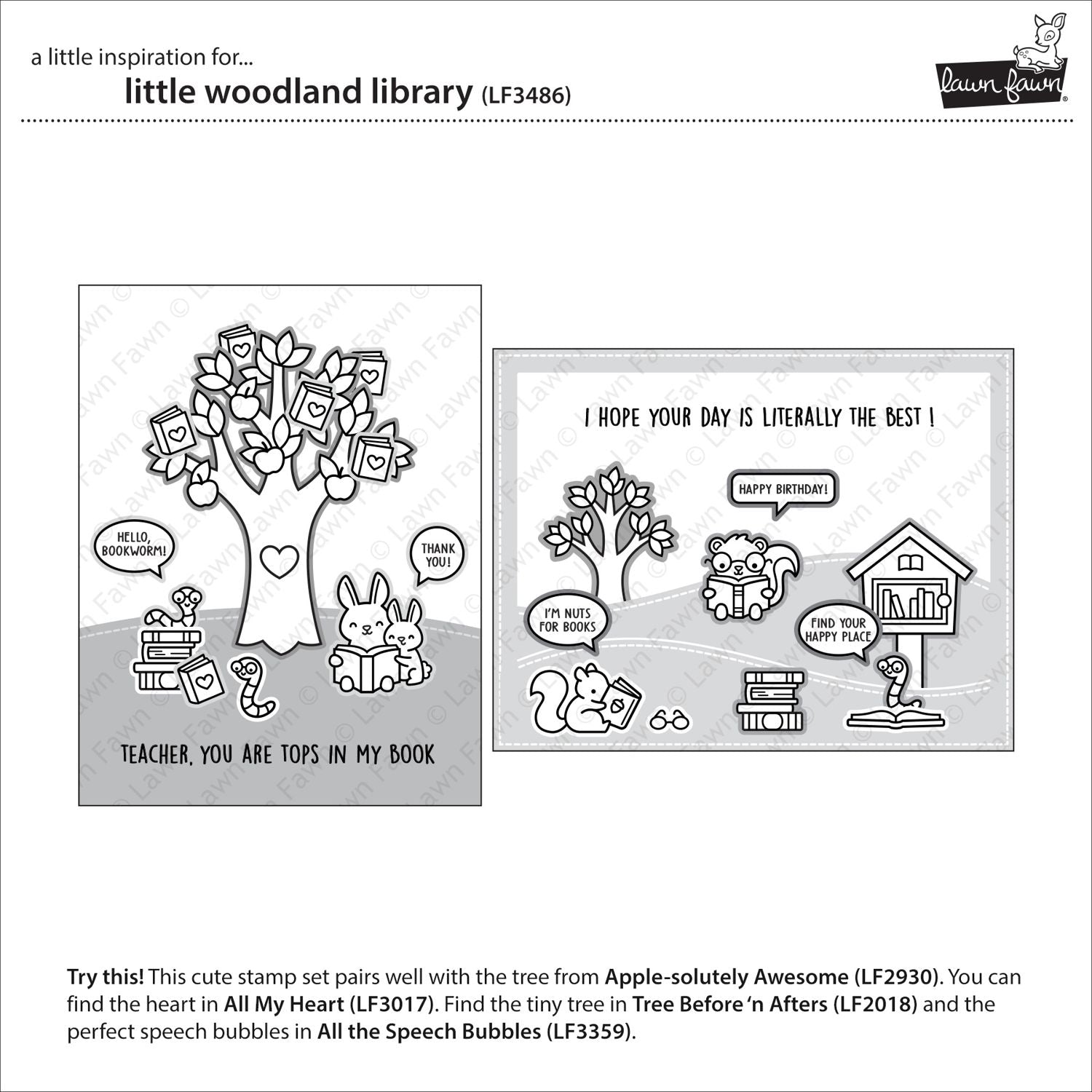 Little Woodland Library Stamp / Die
