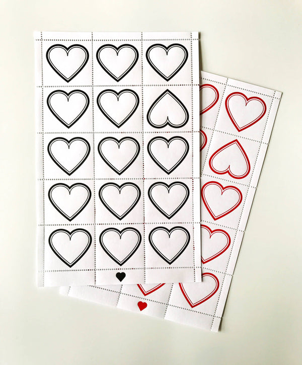 Gothic Black Hearts 15pk Perforated Letterpress Lick & Stick Stamps