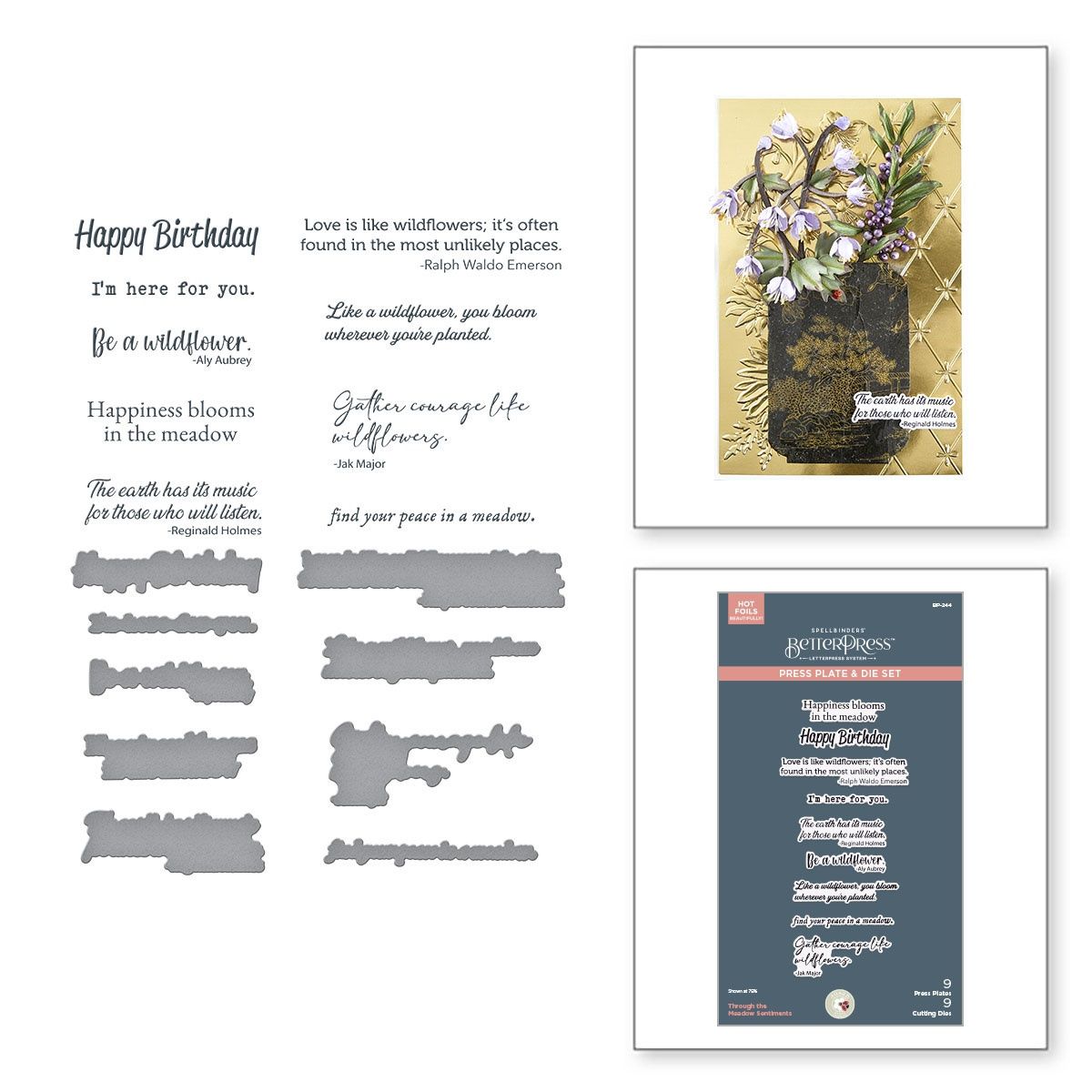 Through the Meadow Sentiments Press Plate + Die Set
