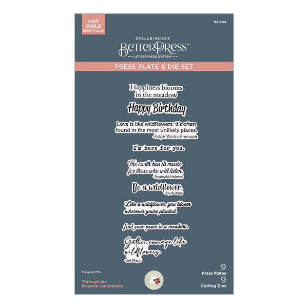 Through the Meadow Sentiments Press Plate + Die Set